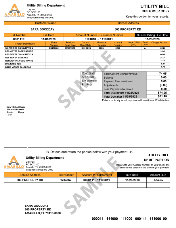 Utility Bill Example Image