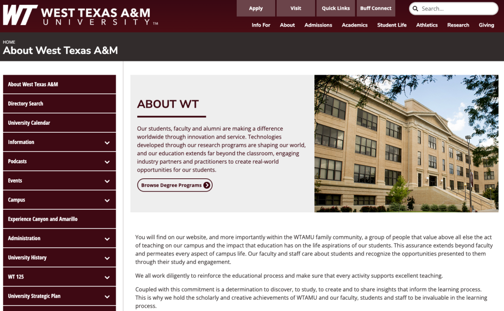 WTAMU Website Image