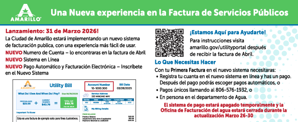 bill insert for information on new Utility Billing System - sent March 2026 - Spanish Version